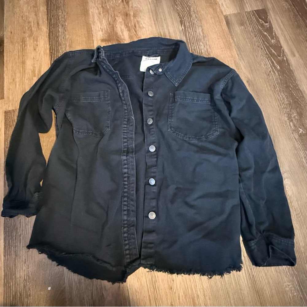 Garage Black Frayed Hem Shirt
